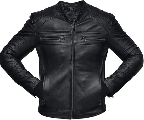 Mens Biker Vintage Antique Brown Cafe Racer Real Leather Jacket in Kuwait