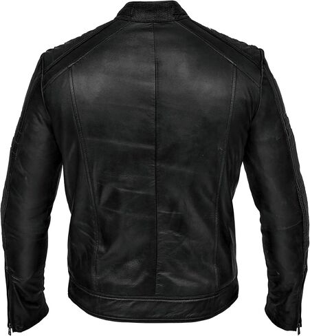 Mens Biker Vintage Antique Brown Cafe Racer Real Leather Jacket in Kuwait