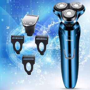 Electric Razor, Electric Shavers for Men, Dry Wet Waterproof Mens Rotary Facial Shaver, Portable Face Shaver Cordless Travel USB Rechargeable with Hair Clipper for Shaving Husband Dad in Kuwait