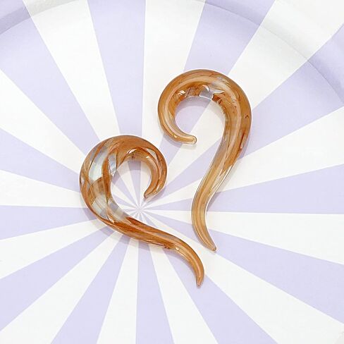 Oyaface 2 PC Glass Ear Tapers Plugs 8G-00G Seahorse Spiral Gauges Piercing Jewelry Set in Kuwait