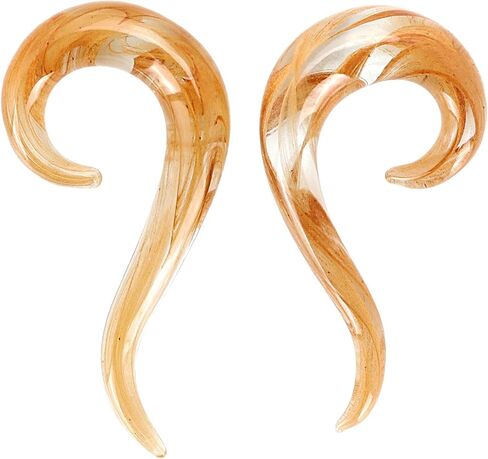 Oyaface 2 PC Glass Ear Tapers Plugs 8G-00G Seahorse Spiral Gauges Piercing Jewelry Set in Kuwait