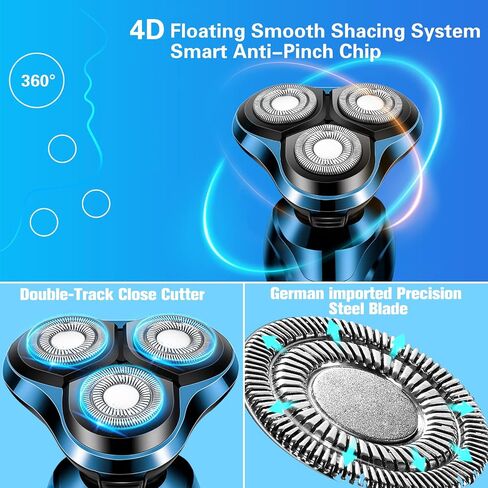 Handsomeface Electric Razor for Men, Mens Electric Shavers, 4 in 1 Dry Wet Waterproof Rotary Shaver Razors, Cordless Face Electric Ra or Blue in Saudi Arabia