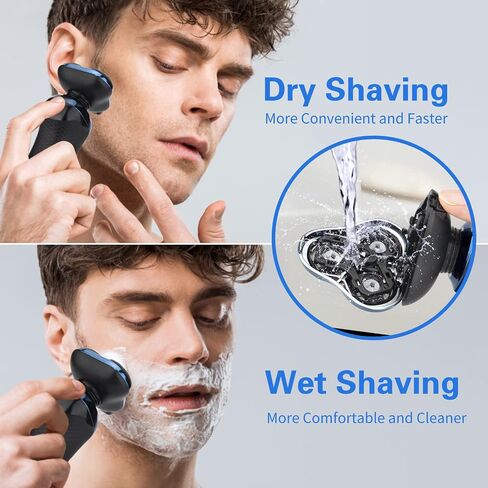 Handsomeface Electric Razor for Men, Mens Electric Shavers, 4 in 1 Dry Wet Waterproof Rotary Shaver Razors, Cordless Face Electric Ra or Blue in Saudi Arabia