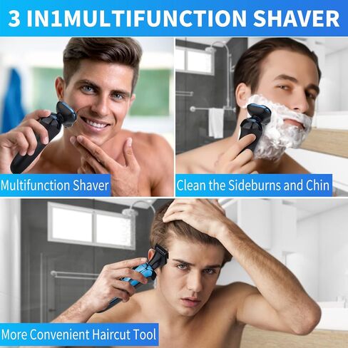 Handsomeface Electric Razor for Men, Mens Electric Shavers, 4 in 1 Dry Wet Waterproof Rotary Shaver Razors, Cordless Face Electric Ra or Blue in Saudi Arabia