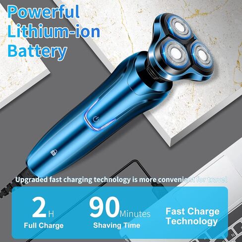 Handsomeface Electric Razor for Men, Mens Electric Shavers, 4 in 1 Dry Wet Waterproof Rotary Shaver Razors, Cordless Face Electric Ra or Blue in Saudi Arabia