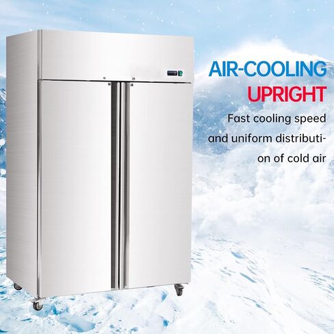 Aceland AF-48B Non-ETL 48"W Commercial Freezer 2 door 2 Section Stainless Steel Reach in Solid door Upright Fan Cooling Cooler for Restuarant, Bar, Shop, Residential 36 Cu.ft in Saudi Arabia