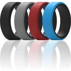 ThunderFit Silicone Rings for Men 8 Rings / 4 rings / 1 Ring - Flat Top Angled Edge Two Layer Rubber Wedding Bands 9.8mm Wide - 2mm Thick in Saudi Arabia