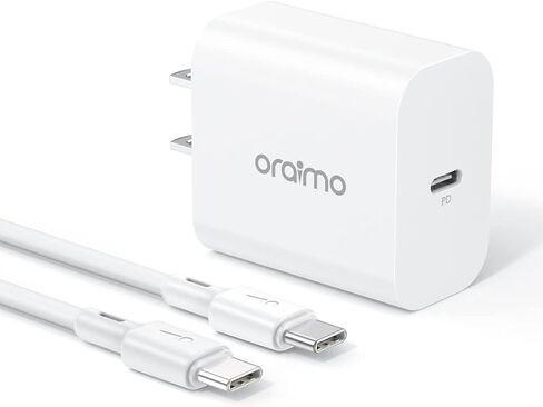 شاحن iPad Pro، شاحن oraimo 20W USB C سريع مع كابل شحن USB C إلى C لجهاز iPad Pro 12.9، iPad Air 4/ Air 3/ Pro 12.9/ Pro 11/ Mini 5، Google Pixel in Kuwait