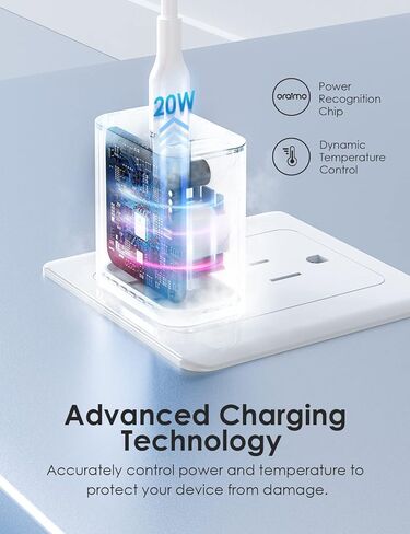 شاحن iPad Pro، شاحن oraimo 20W USB C سريع مع كابل شحن USB C إلى C لجهاز iPad Pro 12.9، iPad Air 4/ Air 3/ Pro 12.9/ Pro 11/ Mini 5، Google Pixel in Kuwait