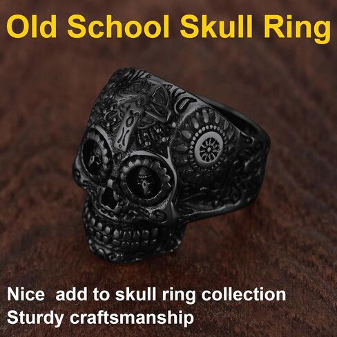 ChainsProMax Can Engrave Pirate Skull/Devil Rings for Men, Stainless Steel/Gold Plated/Black (Send Gift Box) in Kuwait