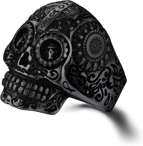 ChainsProMax Can Engrave Pirate Skull/Devil Rings for Men, Stainless Steel/Gold Plated/Black (Send Gift Box) in Kuwait