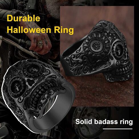 ChainsProMax Can Engrave Pirate Skull/Devil Rings for Men, Stainless Steel/Gold Plated/Black (Send Gift Box) in Kuwait