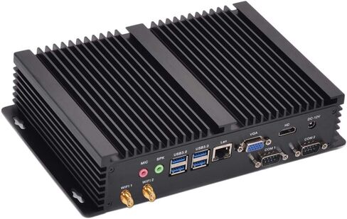 KINGDEL Fanless Industrial Computer, Mini PC, core i7 8th Gen. CPU, 16GB RAM 512GB NVMe SSD, 4K: 4096x2304, HD Port, VGA, 4xUSB 3.0, 2xCOM RS232, WiFi+Bluetooth, Metal Case in Kuwait
