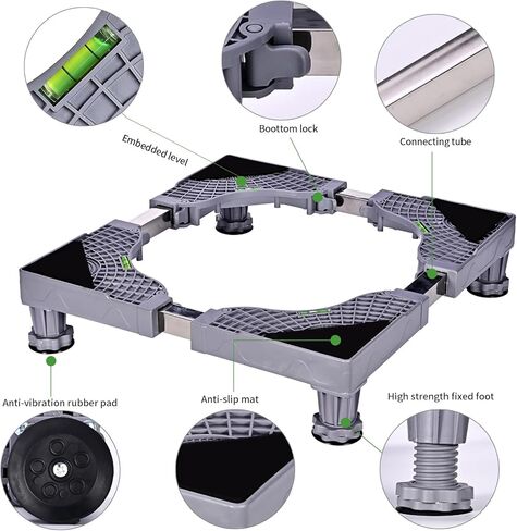 حامل ثلاجة صغير، حامل غسالة دوللي متنقل قابل للتعديل، عربة دوللي للأجهزة قابلة للتعديل مع عجلات دوارة مطاطية بطول 8 أقدام و8 أقدام in Kuwait