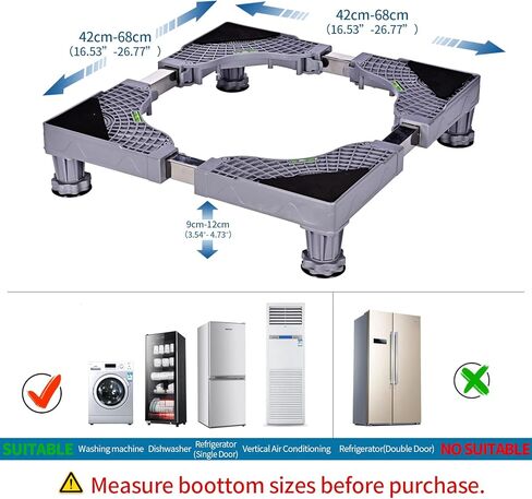 حامل ثلاجة صغير، حامل غسالة دوللي متنقل قابل للتعديل، عربة دوللي للأجهزة قابلة للتعديل مع عجلات دوارة مطاطية بطول 8 أقدام و8 أقدام in Kuwait