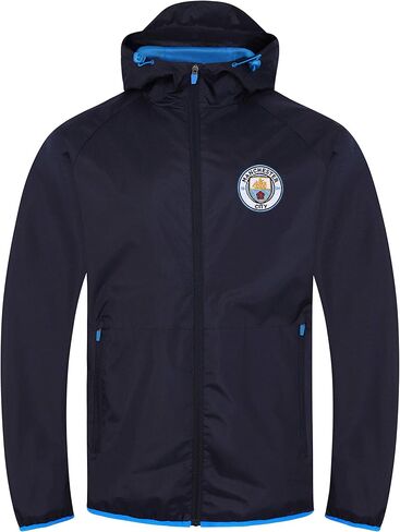 Manchester City FC Gift Mens Shower Jacket Windbreaker Peaked Hood Navy XXL in Kuwait
