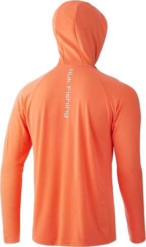 HUK mens Pursuit Hoodie | Performance Long-sleeve +30 UPF Shirt, Fresh Salmon, Large US in Saudi Arabia