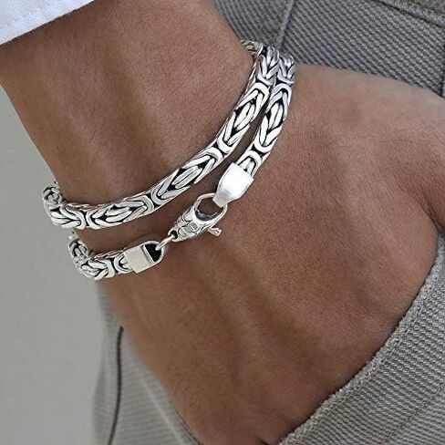 Woven Rope - Solid 925 Sterling Silver Men 5MM Bracelet in Saudi Arabia