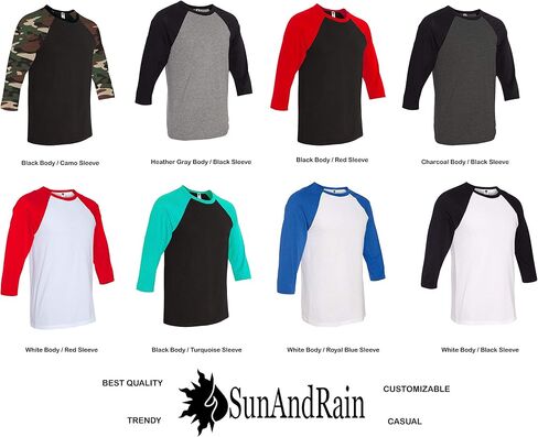 تي شيرت بيسبول رجالي من SunAndRain بأكمام 3/4 تي شيرت جيرسيه سادة راجلان in Saudi Arabia
