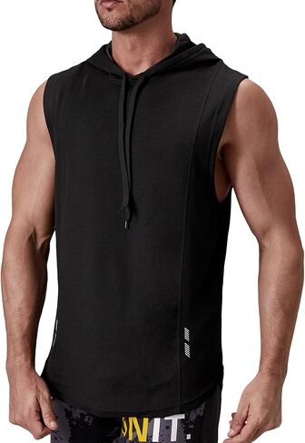 Verdusa Men's Sleeveless Hooded Tank Top Workout Hoodies Shirts in Kuwait