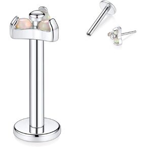GAGABODY Labret Studs 16G 6/8mm G23 Titanium Ball/CZ/Opal Top Press Fit Threadless Push-in Labret Lip Monroe Tragus Stud Bezel Push Back Labret Lip Studs Cartilage Helix Earring Piercing Jewerly in Kuwait