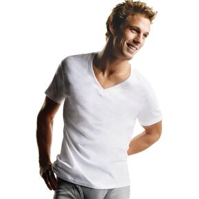 Hanes White V-Neck T P5 (Medium) in Saudi Arabia