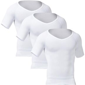 TOPTIE 3 Pack Seamless Compression V-Neck Short Sleeve T-Shirt, Men's Shapewear Undershirt in Saudi Arabia