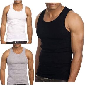 | Men's 100% Cotton Multipack Classic Rib Tank Top A-Shirts