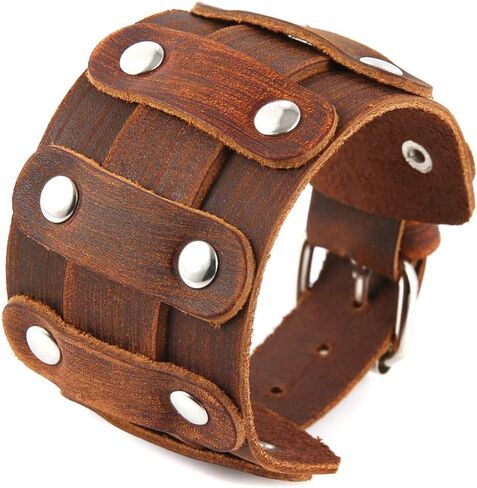 سوار معصم عريض للرجال من بانك روك للدراجات النارية وحزام عريض من الجلد in Kuwait