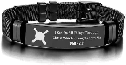 ZKXXJ Personalized Sports Inspiration Bracelet for Men,Adjusted Belt Mesh Chain Wristband Baseball Football Poll Runner Soccer Cuff Bracelets for Athletes Player Fitness Enthusiast,Engraving in Kuwait