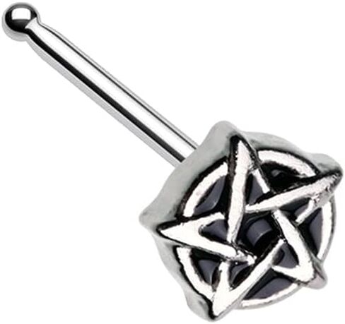 20GA Stainless Steel Black Gothic Pentagram Nose Bone Stud in Kuwait