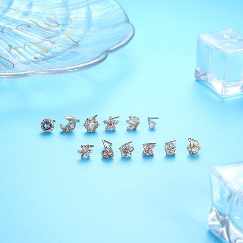 Magitaco 12Pcs 20G Nose Rings Stud Stainless Steel L Shaped Nose Studs Butterfly Heart Flower Nose Rings Nose Piercing Jewelry for Women Men in Saudi Arabia