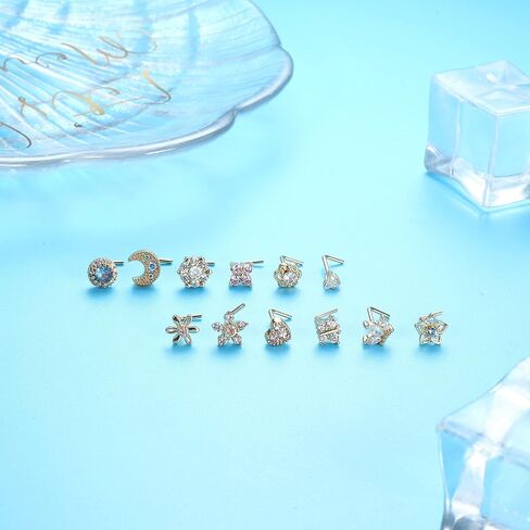 Magitaco 12 قطعة 20 جرام حلقات الأنف مسمار الفولاذ المقاوم للصدأ L على شكل الأنف ترصيع فراشة القلب زهرة الأنف خواتم الأنف ثقب المجوهرات للنساء الرجال in Kuwait