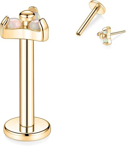 GAGABODY Labret Studs 16G 6/8mm G23 Titanium Ball/CZ/Opal Top Press Fit Threadless Push-in Labret Lip Monroe Tragus Stud Bezel Push Back Labret Lip Studs Cartilage Helix Earring Piercing Jewerly in Saudi Arabia