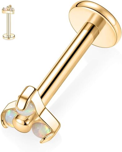GAGABODY Labret Studs 16G 6/8mm G23 Titanium Ball/CZ/Opal Top Press Fit Threadless Push-in Labret Lip Monroe Tragus Stud Bezel Push Back Labret Lip Studs Cartilage Helix Earring Piercing Jewerly in Saudi Arabia
