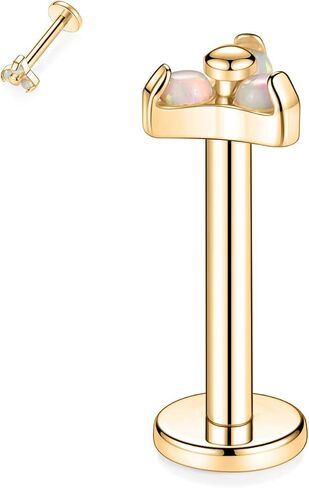 GAGABODY Labret Studs 16G 6/8mm G23 Titanium Ball/CZ/Opal Top Press Fit Threadless Push-in Labret Lip Monroe Tragus Stud Bezel Push Back Labret Lip Studs Cartilage Helix Earring Piercing Jewerly in Saudi Arabia