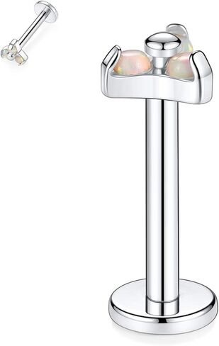 GAGABODY Labret Studs 16G 6/8mm G23 Titanium Ball/CZ/Opal Top Press Fit Threadless Push-in Labret Lip Monroe Tragus Stud Bezel Push Back Labret Lip Studs Cartilage Helix Earring Piercing Jewerly in Saudi Arabia