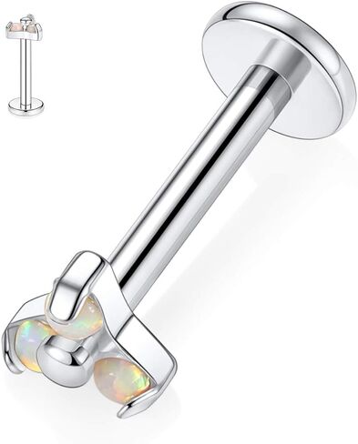 GAGABODY Labret Studs 16G 6/8mm G23 Titanium Ball/CZ/Opal Top Press Fit Threadless Push-in Labret Lip Monroe Tragus Stud Bezel Push Back Labret Lip Studs Cartilage Helix Earring Piercing Jewerly in Saudi Arabia