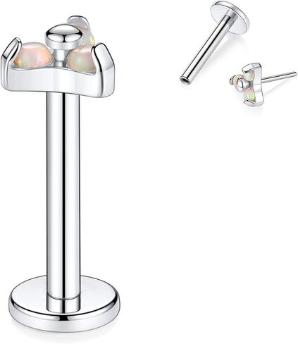 GAGABODY Labret Studs 16G 6/8mm G23 Titanium Ball/CZ/Opal Top Press Fit Threadless Push-in Labret Lip Monroe Tragus Stud Bezel Push Back Labret Lip Studs Cartilage Helix Earring Piercing Jewerly in Saudi Arabia