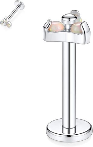 GAGABODY Labret Studs 16G 6/8mm G23 Titanium Ball/CZ/Opal Top Press Fit Threadless Push-in Labret Lip Monroe Tragus Stud Bezel Push Back Labret Lip Studs Cartilage Helix Earring Piercing Jewerly in Kuwait