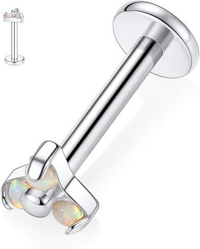 GAGABODY Labret Studs 16G 6/8mm G23 Titanium Ball/CZ/Opal Top Press Fit Threadless Push-in Labret Lip Monroe Tragus Stud Bezel Push Back Labret Lip Studs Cartilage Helix Earring Piercing Jewerly in Kuwait
