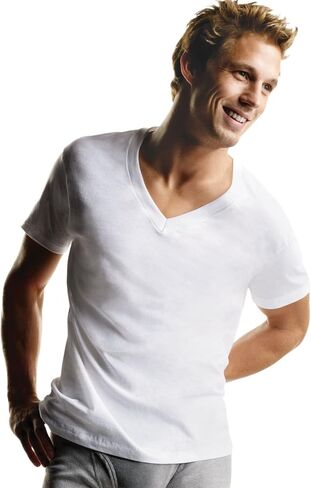 Hanes White V-Neck T P5 (Medium) in Saudi Arabia