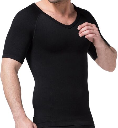 TOPTIE 3 Pack Seamless Compression V-Neck Short Sleeve T-Shirt, Men's Shapewear Undershirt in Saudi Arabia