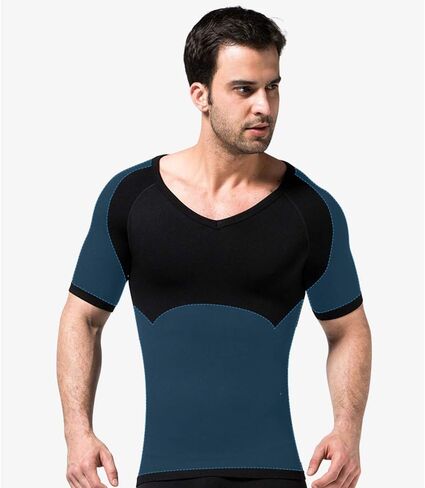 TOPTIE 3 Pack Seamless Compression V-Neck Short Sleeve T-Shirt, Men's Shapewear Undershirt in Saudi Arabia
