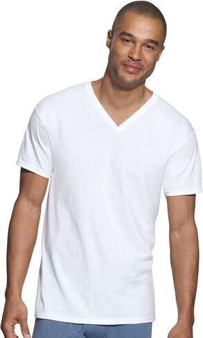 Hanes Classics Men's Traditional Fit ComfortSoft® Tagless® V-Neck Undershirt White in Saudi Arabia