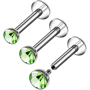 3PCS Steel Internally Labret Studs 16g 1.2mm 5/16 8mm 2mm 3mm 4mm Crystal Monroe Tragus Earrings Piercing Jewelry Pick Color in Saudi Arabia