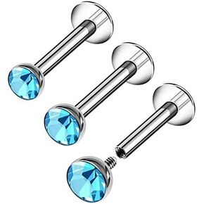 3 قطعة ترصيع Labret الصلب داخليا 16 جرام 1.2 مللي متر 5/16 8 مللي متر 2 مللي متر 3 مللي متر 4 مللي متر كريستال مونرو الزنمة أقراط ثقب المجوهرات اختيار اللون in Kuwait