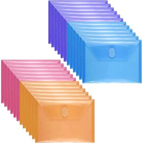 Anseal 48 حزمة 5 × 7 حامل فحص إيصالات القسيمة، مظروف بلاستيكي صغير مع حلقة وحلقة إغلاق، جيوب تخزين الطوابع والقالب لقطع قوالب ختم الاستنسل، 4 ألوان