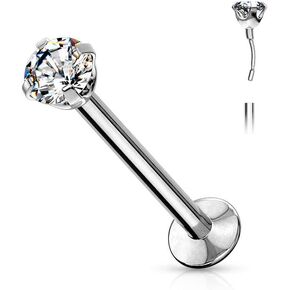 مجوهرات Covet Push in Prong CZ أعلى لابريت من الفولاذ الجراحي بدون خيوط، مونرو، مسمار خلفي مسطح in Kuwait
