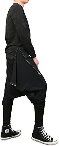 ellazhu Men Black Fashion Drop Crotch Loose Casual Yoga Harem Long Pants GYM161 A in Saudi Arabia